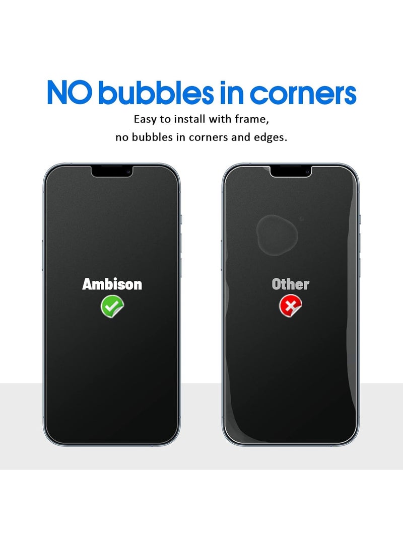 Ambison عبوة من قطعتين من واقيات الشاشة الزجاجية غير اللامعة، مصممة لهواتف iPhone 14 (2022) وiPhone 13 وiPhone 13 Pro - Image 2